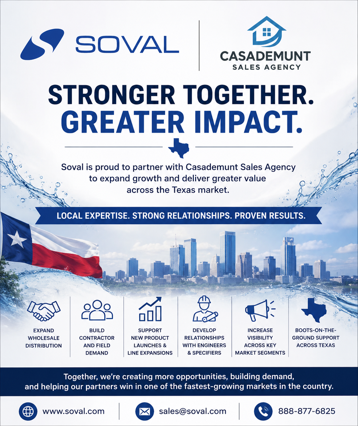 Soval Announces New Sales Partnership with Casademunt Sales Agency in Texas